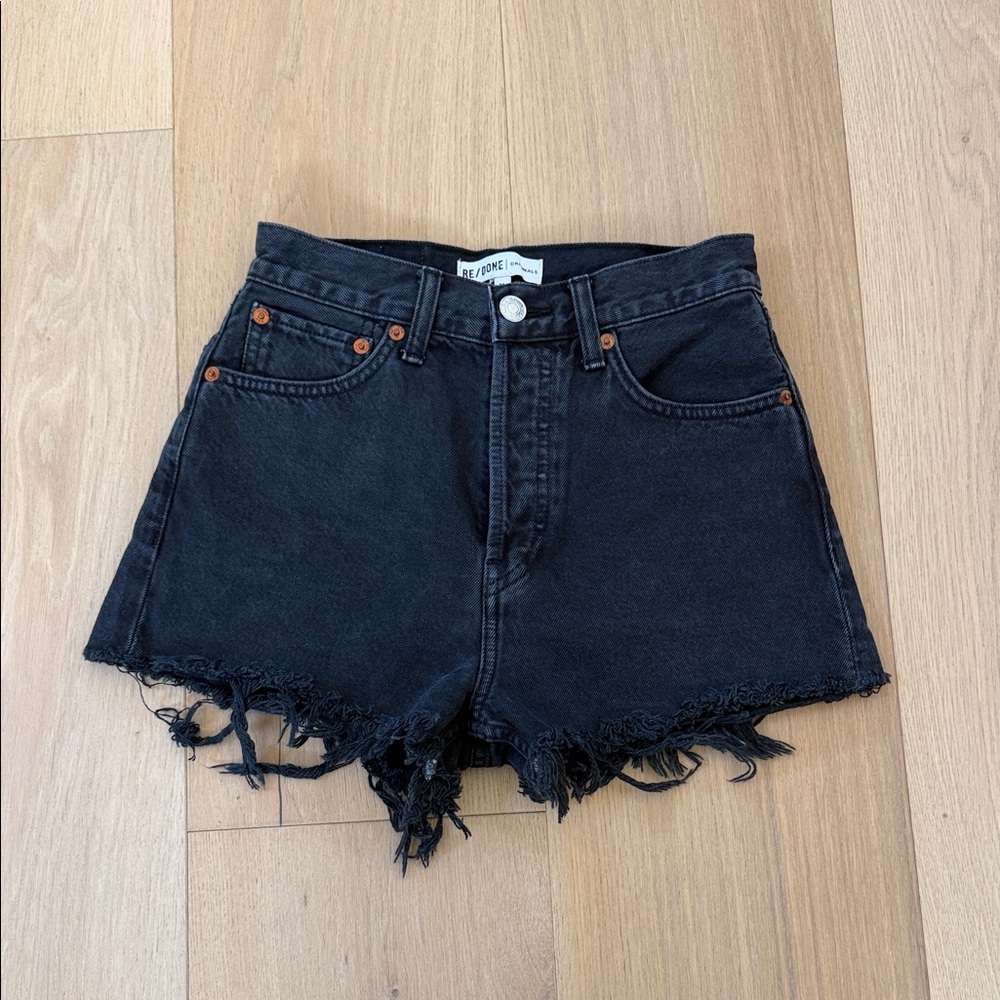 Re/Done Black Jean Shorts